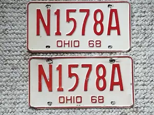 1968 Ohio License Plate matched vintage pair N1578A - Picture 1 of 4