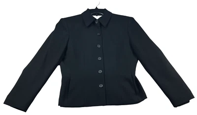 Abrigo Blazer Jones New York Mujer Talla 8 Negro Con Botones Negocios Carrera Foto 1 de 4