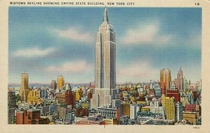 Postcard New York Midtown Skyline Empire State Linen Unposted - Picture 1 of 2