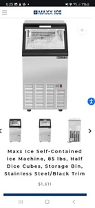 Maxx Ice SS Ice Machine, 85 lbs, Half Dice Cubes, Storage Bin, SS/Black Trim - Picture 1 of 6