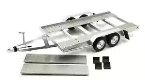 IXO MODELS 1:18 CARRELLO TRASPORTO AUTO SINGLE CAR TRAILER SILVER TRL005-18 - Foto 1 di 4