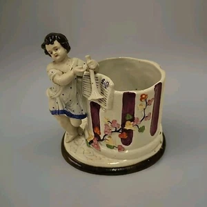 Vintage Austria Dresden Style Porcelain Horn Player Figurine Vase - Picture 1 of 12