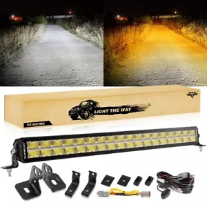 AUXBEAM 32" Dual Row LED Light Bar White Amber DRL Dual Color Truck SUV ATV 4WD - Picture 1 of 12