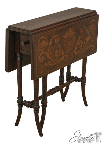 LF59928EC: Antique Victorian Inlaid Mahogany Drop Leaf Table Cover