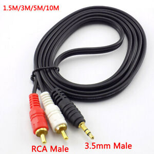 3.5mm Jack Male to 2 RCA Male AV Cord AUX Audio Cable 1.5/5/10M For Speaker TV