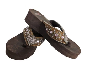Justin Damenstiefel braun Strass Glitzer Keilsandale Größe 5 bis 6 - Bild 1 von 11