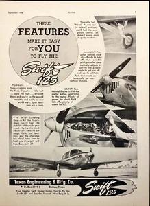 1948 Swift 125 Aircraft Features Texas Engineering Dallas TX Vintage Print Ad - Picture 1 of 6