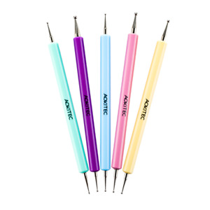 5pcs Nail Art Pen 2-Way Dotting Drawing Painting UV Gel Liner Polish Brush Set