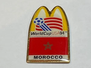 Old McDonalds 1994 World Cup Soccer USA Lapel Jacket Hat Pin Team Morocco Flag - Picture 1 of 2