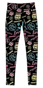 Justice Girls Leggings Black Size 5/6 Full Length Elastic Waist Colorful Logo - Picture 1 of 11