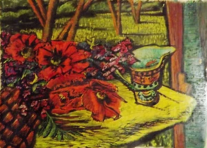 “Bouquet” By M. Clymer  Casein on Board - Picture 1 of 7