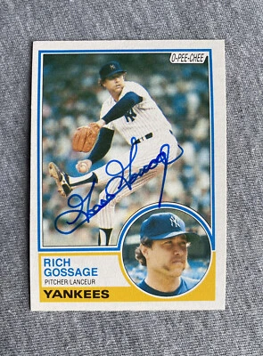 NEW YORK YANKEES- GOOSE GOSSAGE AUTOGRAPH 1983 TOPPS OPC #240 TRADING CARD - Image 1 of 2