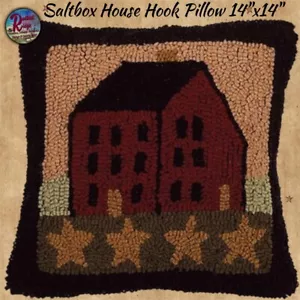 Saltbox House with Stars Hooked Pillow - Picture 1 of 3