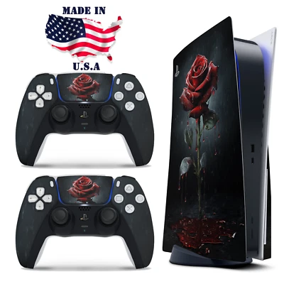 Consola y controlador versión disco PS5 vinilo recubrimiento calcomanía envoltura gótico rosa sangrado Foto 1 de 3