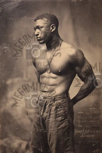 Vintage Photo of shirtless Man black gym boxer african american - 1920's  - 210 - Picture 1 of 2