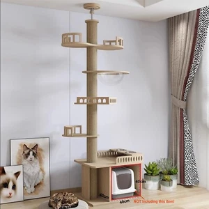 Adjustable Cat Tower Floor to Ceiling Condo With Scratching Post - Picture 1 of 9