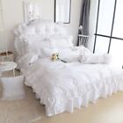 Ensemble de literie princesse blanche luxe 4/6 pièces housse volants ensemble couvre-lit jupe de lit