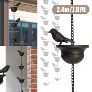 Cadenas de lluvia para pájaros de 2,4 metros para canalón exterior techo drenaje bajante herramienta - Imagen 1 de 13