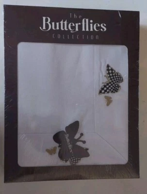 Extra Long Tablecloth White w Black Gold Butterfly Embroidered Edge 72"x140" NIB - Image 1 of 4