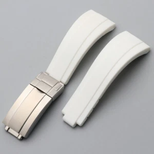 Silicone Rubber Waterproof Watch Strap Oyster Micro-adjustment Clasp 20 21mm - Picture 1 of 19
