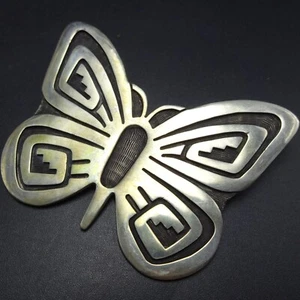 Exquisito PIN/BROCHE MARIPOSA HOPI superpuesto en plata de ley vintage - Imagen 1 de 12