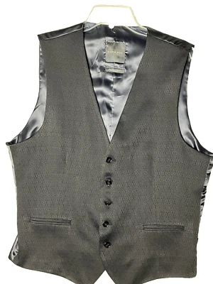 ZARA MAN Hombres NEGRO Diseño Jacquard 5 Botones Vestido Informal Traje Chaleco Talla XL Foto 1 de 4