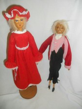 VTG 70's HAND MADE SIGNED JOINTED WOODEN PEG DOLL  BOY & GIRL DOLL 