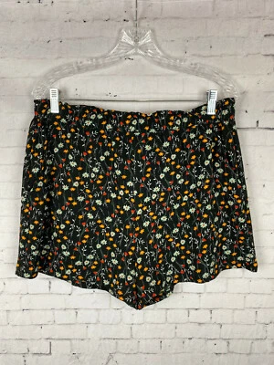 Pantalones Cortos H&M Divididos Talla 10 Para Mujer Negros Florales Cintura Elástica (CAL) Foto 1 de 4