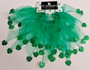 2 St. Patrick’s Day Pony Tail Hair Holders Green Shimmer Shamrocks Ireland NEW - Picture 1 of 8