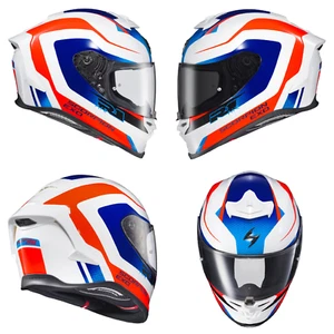 New Scorpion Exo R1 Exo-R1 Air Hive White Red Blue  Motorcycle Helmet DOT ECE - Picture 1 of 5