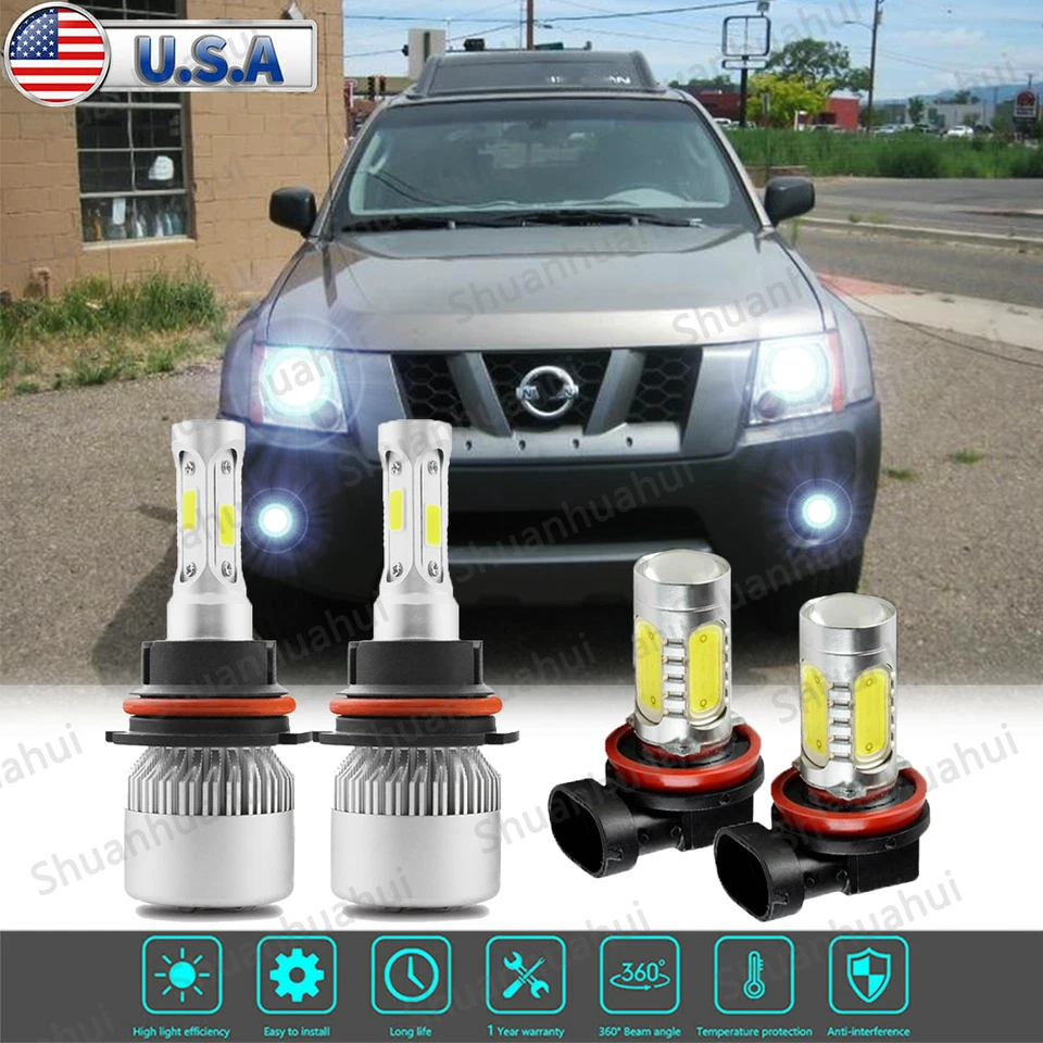 Faros antiniebla luces altas bajas LED para Nissan Xterra 2005-2015 6000K 4x Foto 1 de 4