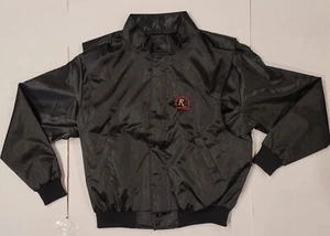 Vintage Riviera Hotel Casino Las Vegas Men Black Zip Up Satin Jacket Size L - Picture 1 of 4