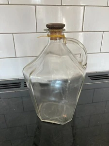 Ausgefallene Form achteckige 8-seitige Glasflasche mit Griff Korkenverschluss 25 cm hoch - Bild 1 von 8