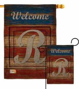 Patriotic R Initial Garden Flag Americana Decorative Gift Yard House Banner - Picture 1 of 19