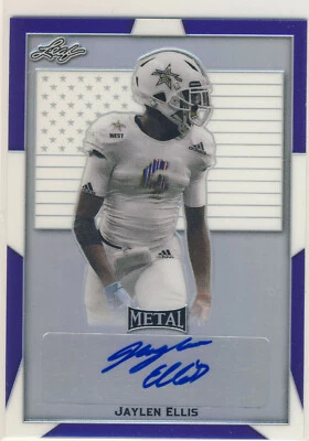 JAYLEN ELLIS 2019 Leaf Metal Army All American Purple Flag /10 AUTO COLORADO WR - Image 1 of 2