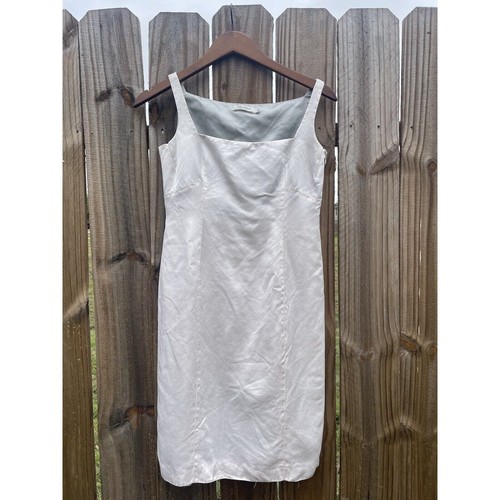 OFF WHITE Mini abito Dreamy Off seta bianca di Tahari taglia 4P