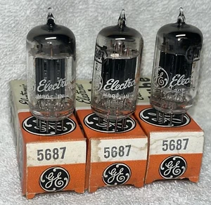 Lot Of 3 GE NOS NIB 5687 Black Plate Tubes D Getter TV7 Tested - Picture 1 of 4
