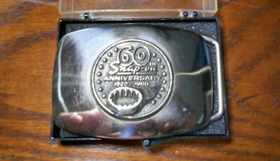 Herramientas a presión para hombre 60 aniversario metal plata hebilla de cinturón con estuche original   Foto 1 de 4