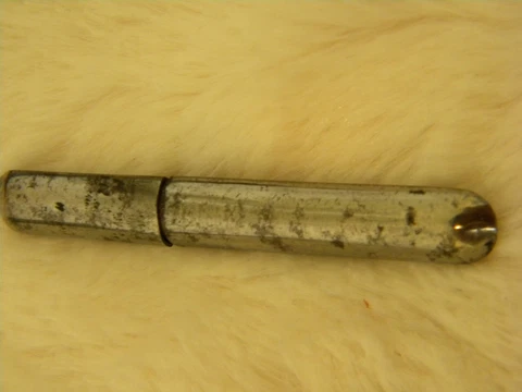 antique small 2.25" silver metal sewing needle tube case Cover