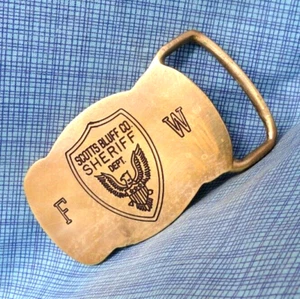 Scotts Bluff Co Sheriff Dept Dress Belt Buckle Nebraska Vtg Brass Taiwan .NOX160 - Picture 1 of 9