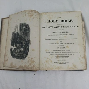 1815-1840 große antike Familienbibel Stereotypie E. weiß - Bild 1 von 11