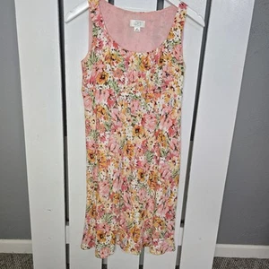 Ann Taylor Loft rosa Wildblumen Blumen Milchmädchen Slip Knie Kleid 6P Landhaus - Bild 1 von 10
