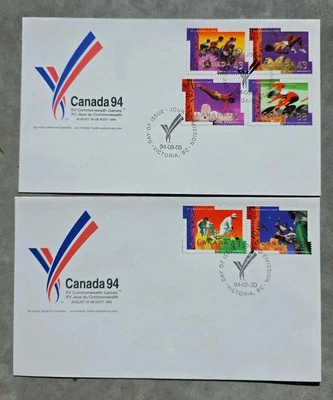 2 Canada First Day Covers FDC XV (15th) Commonwealth Games Victoria 1994 - Image 1 of 2