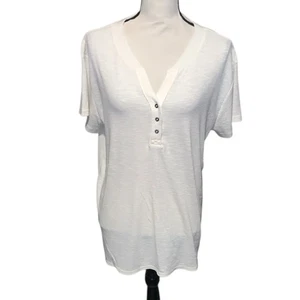 Time And Tru White 1/2 Button-Down Short Sleeve Shirt Ribbed - Picture 1 of 7