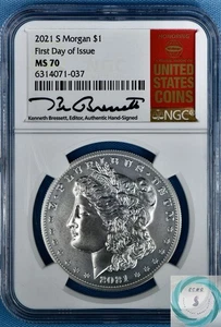2021-S Morgan Silver Dollar 100th Anniversary NGC MS70 FDI - Red Book Holder!!! - Picture 1 of 14