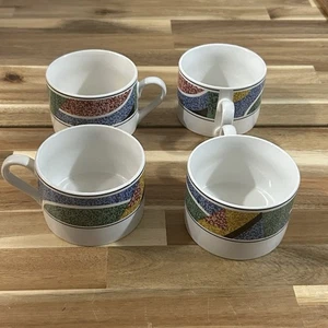4 Sango Flair 91 Coffee Cups 4806 Joan Luntz Memphis - Picture 1 of 7