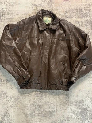 RARE Vintage HABAND BROWN LEATHER JACKET Size L Insulated Linned Coat - Image 1 of 3