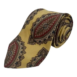 Christian Dior Monsieur Tie Yellow Pattern 100% Silk Made in USA - Picture 1 of 7