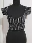 Diva Appared - Black Polka Dot Crop Tops Blouse for Women - Size S