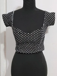 Diva Appared - Black Polka Dot Crop Tops Blouse for Women - Size S - Picture 1 of 4